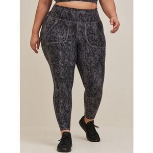Torrid Active Womens 3 Snakeskin Leggings Gray Black High Rise Pocket 3XL
